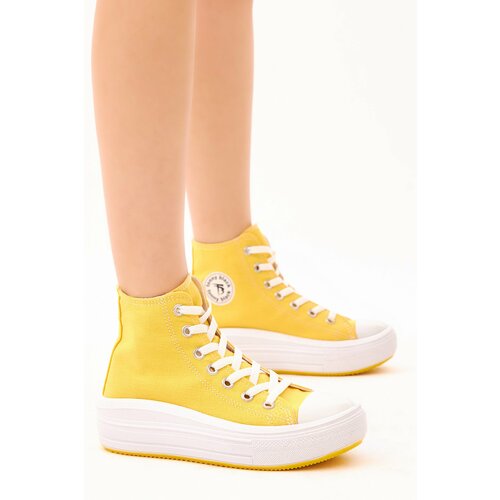 Tonny Black Women's Yellow Comfortable Fit Thick Soled Long Sneakers. Cene