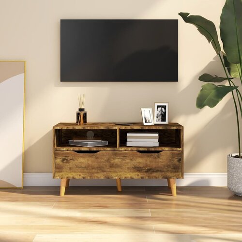 VidaXL TV omarica dimljeni hrast 90x40x48,5 cm iverna plo&amp;scaron;ča Slike