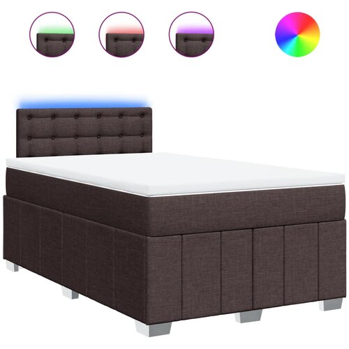 vidaXL Box spring postelja z vzmetnico temno rjav 120x200 cm blago, (21304416) Cene