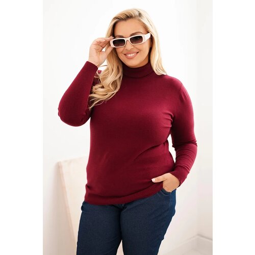 Kesi Włoski Plus Size women&amp;#039;s sweater made of viscose in a classic cut red Slike