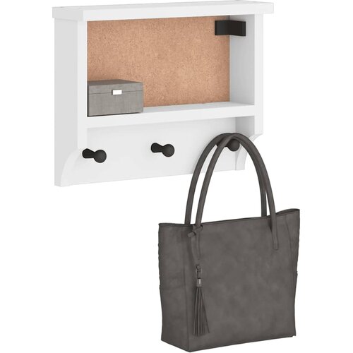 vidaXL Stenski obe&scaron;alnik za pla&scaron;če "SANDNES" bela 45x12x35 cm les bor Cene