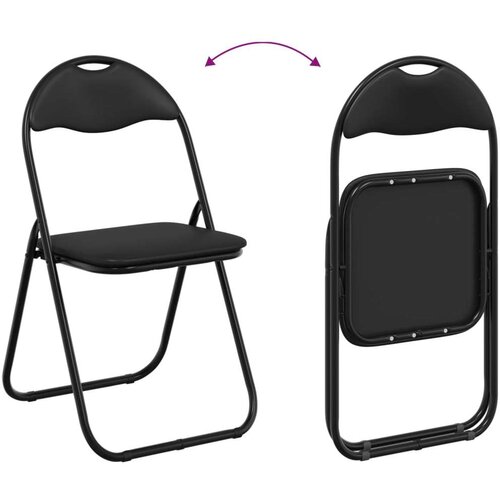  Sklopiva stolica 8 pcs Crna 48 x 43 5 x 81 cm Lažna koža - Crna 8 Slike