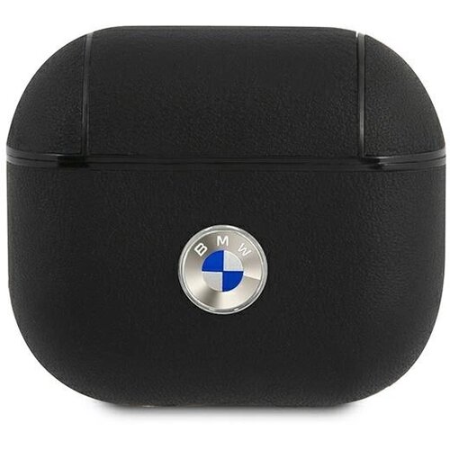 BMW OVITEK IZ PRAVEGA USNJA ZA AIRPODS 3 ČRN S SREBRNIM LOGOTIPOM, (22006167) Slike