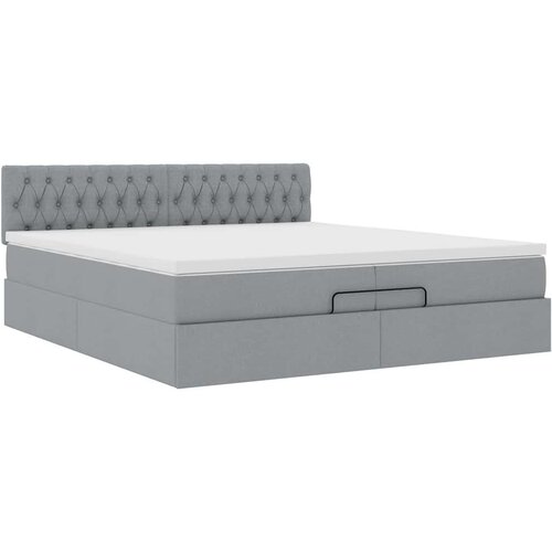 VidaXL Otomanski krevet s madracem svijetlosivi 200x200 cm tkanine Slike