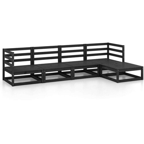  5-dijelna vrtna garnitura od masivne borovine crna Cijene