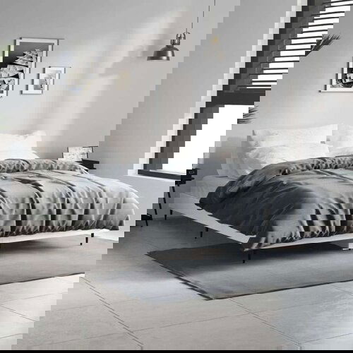  Kreveta visoki sjaj bijeli 135 x 190 cm konstruirano drvo Cijene