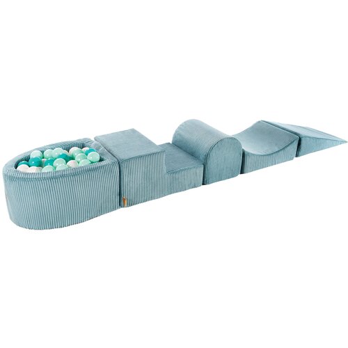 MeowBaby 4-delni penasti igralni komplet ® Foam Playground z okroglim bazenom, 100 žogami, estetski, velvet, turkizna: turkizna/bela/kovin, (21333777) Cene