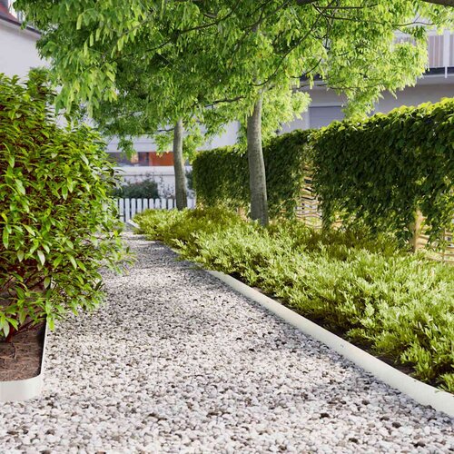 vidaXL Robniki za trato 10 kosov Bela 10x103 cm Hladno valjano jeklo Cene