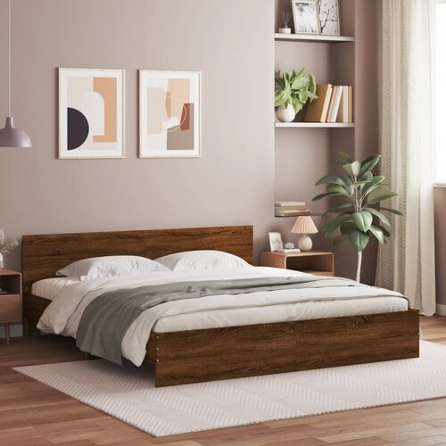  Okvir za krevet s uzglavljem boja smeđeg hrasta 200x200cm Cijene