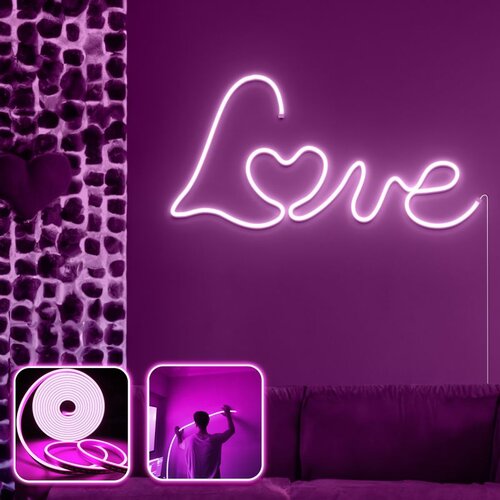 Opviq love in love - large - pink pink decorative wall led lighting Slike