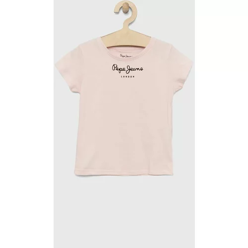PepeJeans Otroška bombažna kratka majica Roza barva