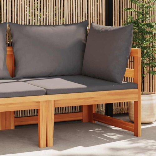  Kutna sofa s tamnosivim jastucima masivno bagremovo drvo Cene