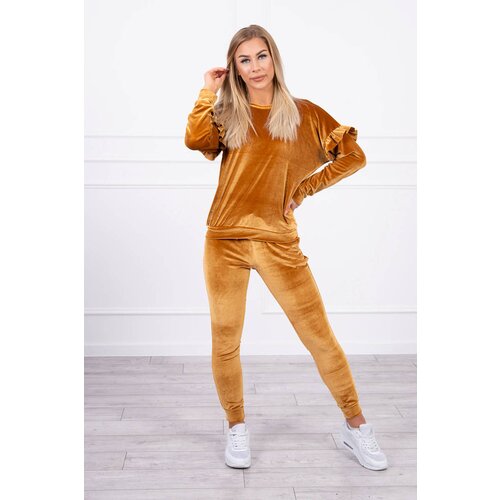 Kesi Velour set with frills camel Slike