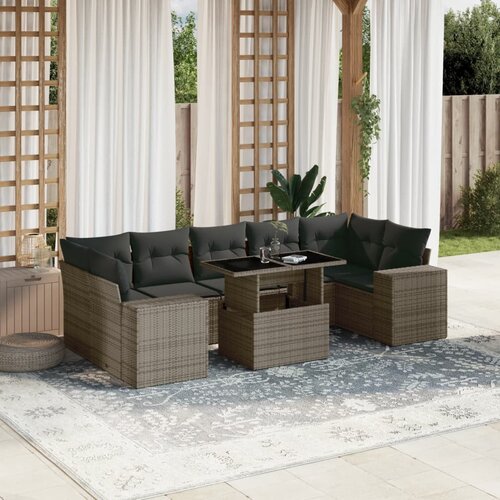 vidaXL 8-dijelni set vrtnih sofa od poliratana s jastucima sivi Cijene