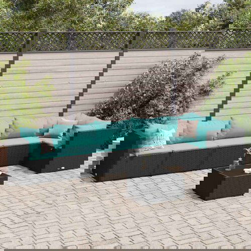 vidaXL 7-dijelna vrtna garnitura od poliratana s jastucima crna Cijene