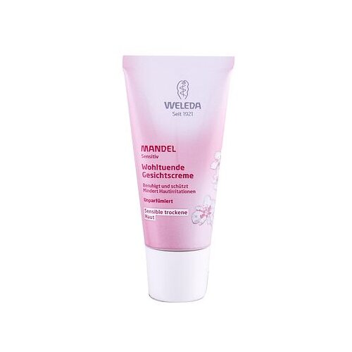 Weleda Almond dnevna krema za lice za suhu kožu 30 ml o&amp;scaron;tećena kutija za žene Slike