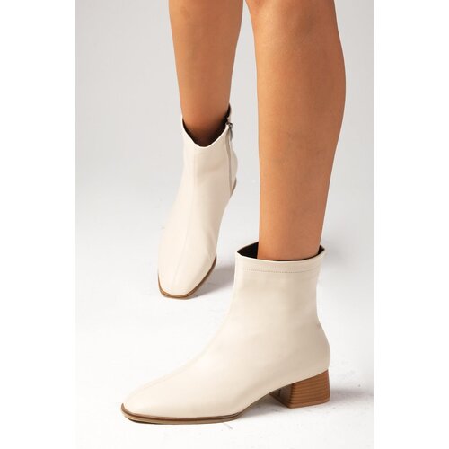 Mio Gusto Tori Beige Women's Sheepskin Für Lined, Zippered Side Boots Women's Boots with Heels. Cene