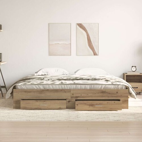 VidaXL Krevet s ladicama Artisan Oak 180x200 cm Konstruirano drvo Slike