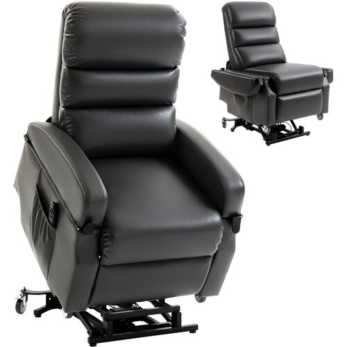 HOMCOM televizijski naslonjač umetno usnje, pena 98D x 78&Scaron; x 110V cm Temno siva, (5000242957) Cene