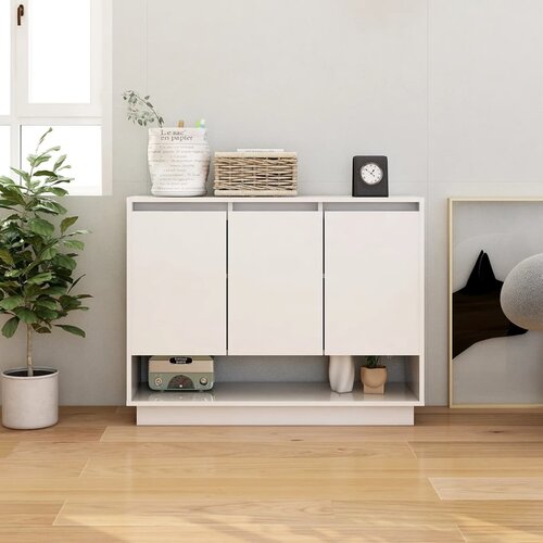 VidaXL komoda bela 97x31x75 cm iverna plo&amp;scaron;ča Slike