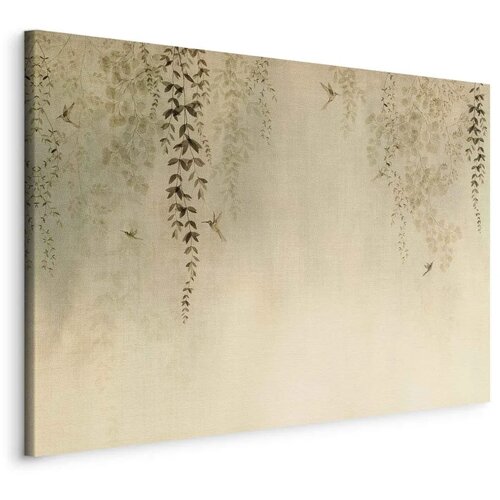  Slika - Spring Orchard - Hummingbirds Among Tree Branches in Beige Shades 60x40 Na talijanskom platnu Cijene