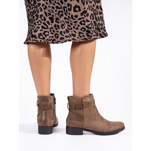Shelvt Beige suede women&amp;#039;s ankle boots Slike