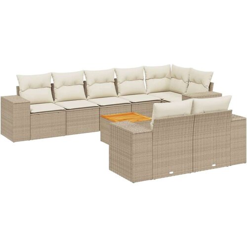 vidaXL 9-dijelni set vrtnih sofa s jastucima bež od poliratana Cijene