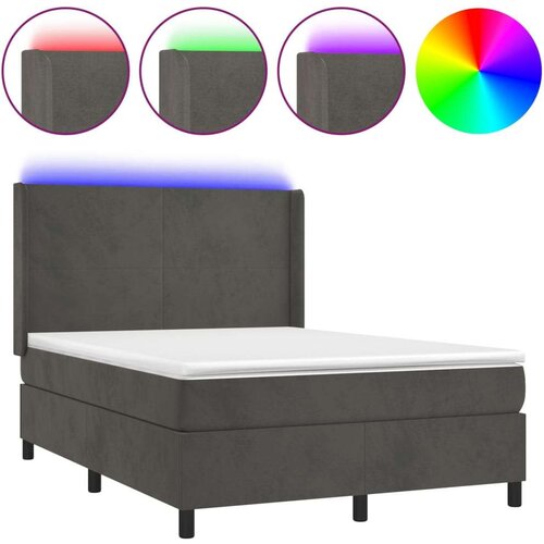  Box spring s madracem LED tamnosivi 140x190 cm bar&amp;scaron;un Slike