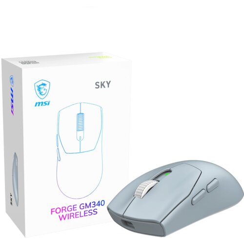 MSI Forge Gm340 Wireless Sky mi&amp;scaron; Igranje Ambidekster RF bežični + Bluetooth Optički 12000 DPI Slike