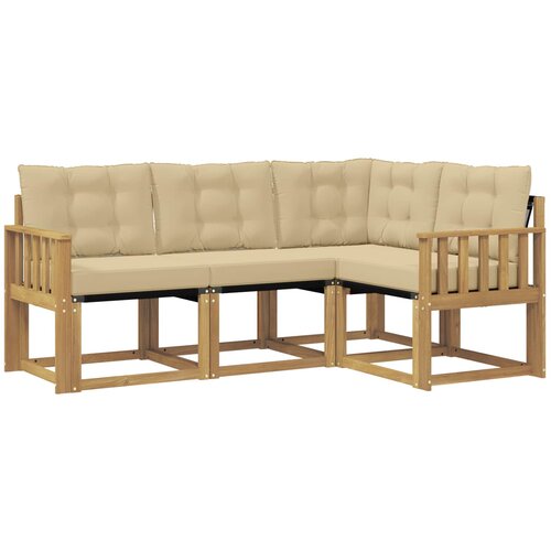 vidaXL Zunanja garnitura za sedenje z blazino 4 pcs Bela in bež, (5000281044) Cene