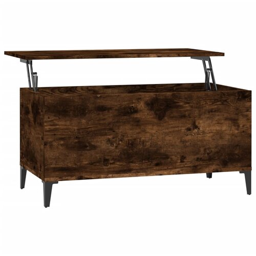 Maison Chic Klubska mizica - kavna mizica - Nizka mizica dimljeni hrast 90x44,5x45 cm inženirski les, (21753515) Slike
