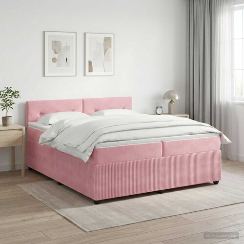  Boxspring krevet s madracem Ružičasta 200 x 200 cm Baršun Cene