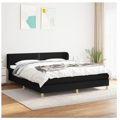 vidaXL Box spring postelja z vzmetnico črna 180x200 cm blago Cene