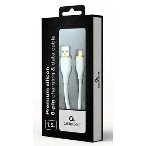  CC-USB2S-AM8PM-1.5M-W Premium silicon 8-pin cable charging and data cable, 1.5 m, white Cene