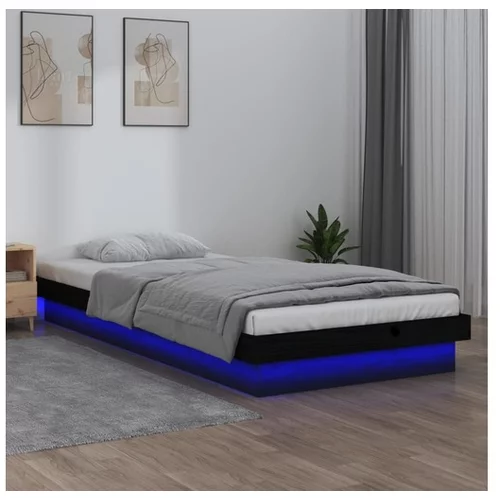  LED posteljni okvir črn 90x200 cm trles