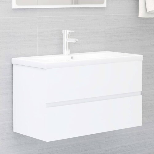 VidaXL Omarica za umivalnik bela 80x38,5x45 cm iverna plo&amp;scaron;ča Slike