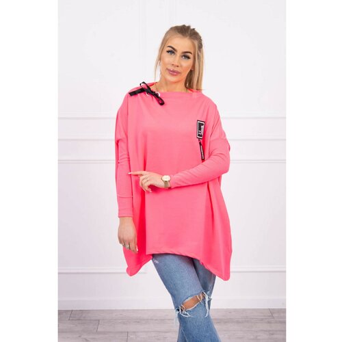 Kesi Oversize sweatshirt with asymmetrical sides pink neon Slike