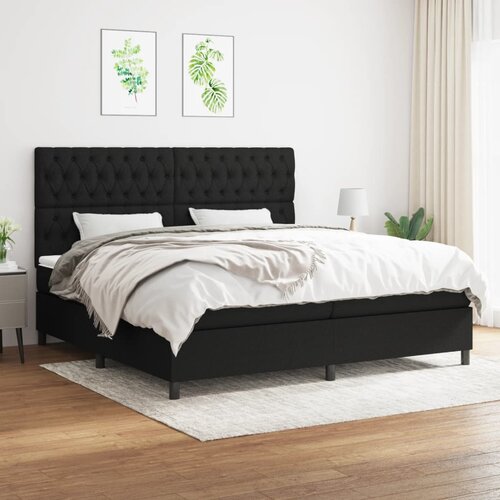 The Living Store Box spring postelja z vzmetnico črn 200x200 cm blago - Box Spring Postelja, (21438637) Cene