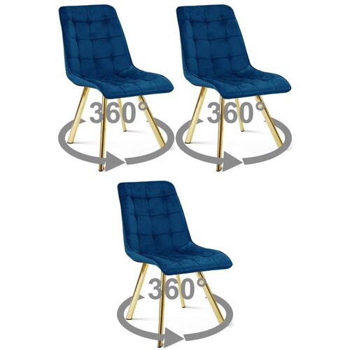  Okretna stolica CIEZA 360, tamnoplavi bar&amp;scaron;un, zlatne metalne noge, set 3 kom Slike