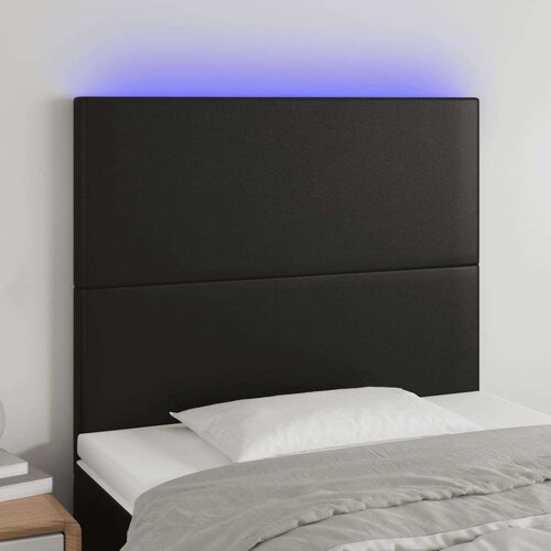  Posteljno vzglavje črno 90x5x118/128 cm umetno usnje, (20793881) Slike