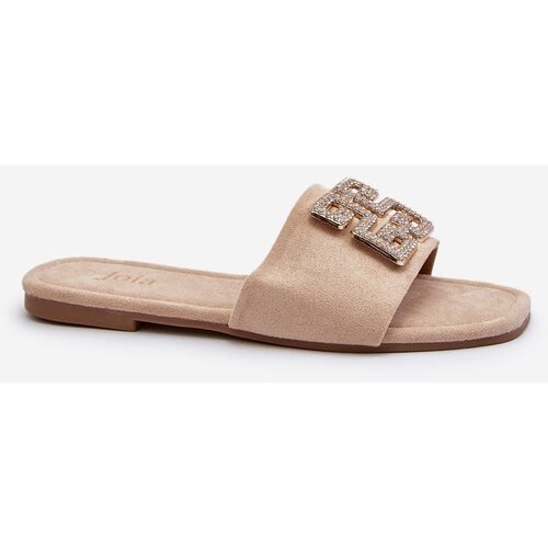 FJ1 Women's flat sandals with beige decoration Inaile Cene