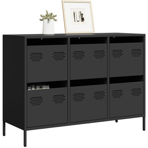 VidaXL Komoda crna 101,5x39x73,5 cm hladno valjani čelik Slike