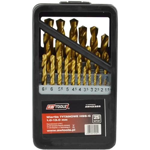 Awtools HSS-G Titan Metal Drills Set 25L. /1.0-13.0mm/, (21106588)