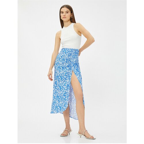Koton Floral Midi Skirt with Slits Ecovero Viscose Cene