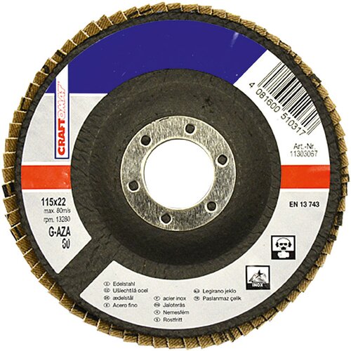 CRAFTOMAT brusna ploča za metal i drvo (115 mm, Granulacija: 60, Prikladno za: Plemeniti čelik) Slike