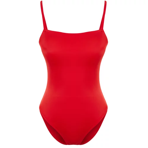 Trendyol Red Square Neck Swimsuit