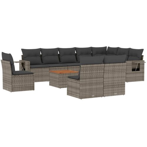  11-dijelni set vrtnih sofa od poliratana s jastucima sivi Slike