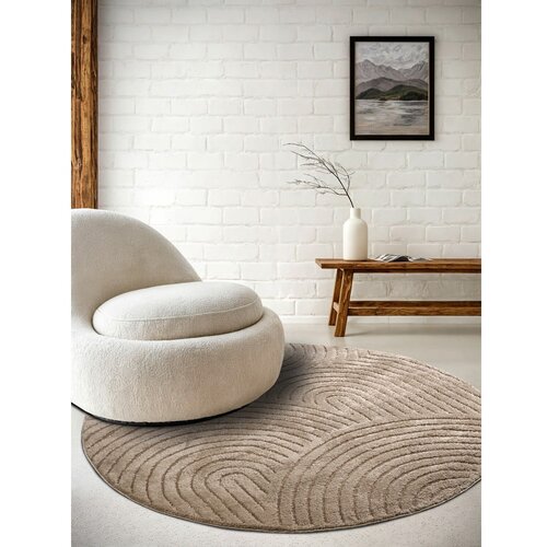 Elle Decoration Svetlo rjava okrogla preproga &amp;oslash; 160 cm Panglao New York Taupe &amp;ndash; Slike