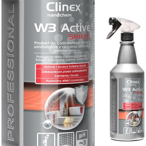 Clinex Čistilo za kopalnico in strani&scaron;če odstranjuje rjo, vodni kamen, ostanke mila, W3 Active SHIELD 1L, (21389382) Cene