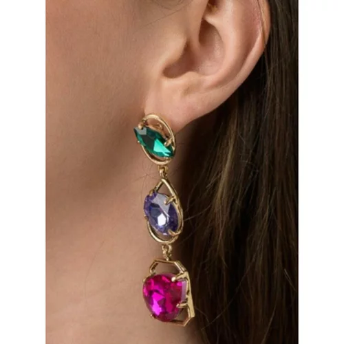 Fenzy elegantni uhani z okrasnimi diamanti, večbarvni